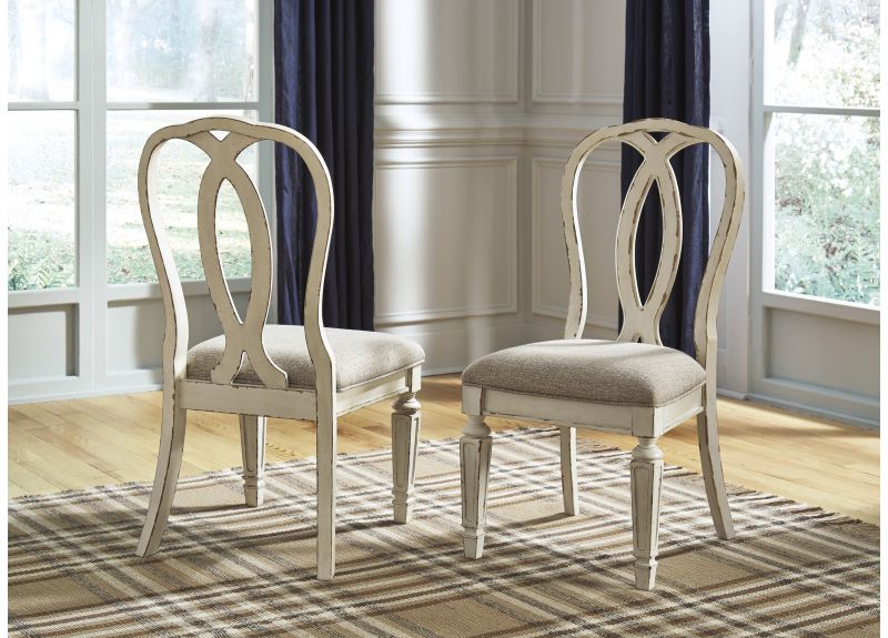 Caroline Fabric Upholstered Wooden Ribbonback White Dining Chair